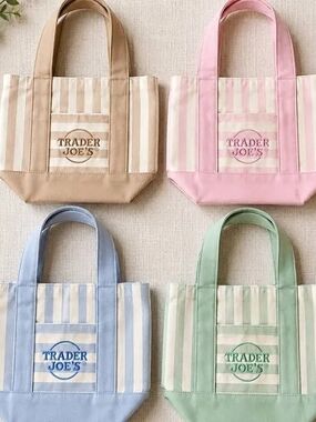 4 Pack Target Joe Stripe Canvas Tote Bag